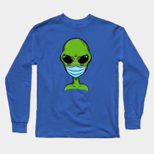 Alien Wears Facemask Long Sleeve T-Shirt